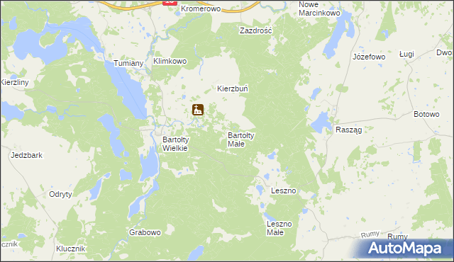 mapa Bartołty Małe, Bartołty Małe na mapie Targeo