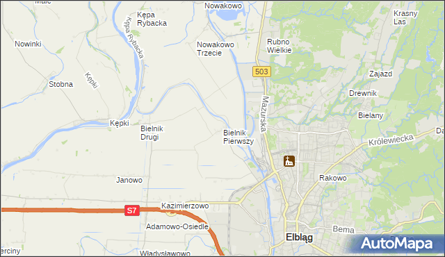 mapa Bielnik Pierwszy, Bielnik Pierwszy na mapie Targeo