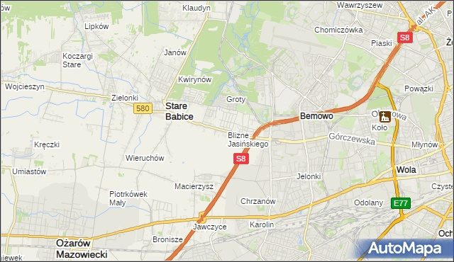 mapa Blizne Jasińskiego, Blizne Jasińskiego na mapie Targeo