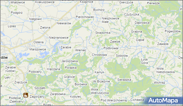 mapa Chrostowa gmina Łapanów, Chrostowa gmina Łapanów na mapie Targeo