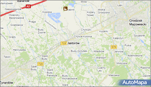 mapa Chylice gmina Jaktorów, Chylice gmina Jaktorów na mapie Targeo