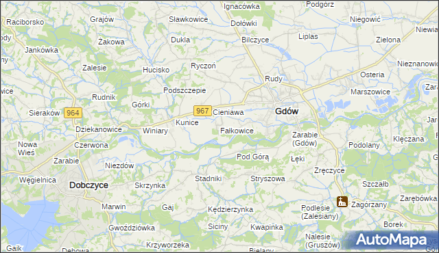 mapa Fałkowice gmina Gdów, Fałkowice gmina Gdów na mapie Targeo