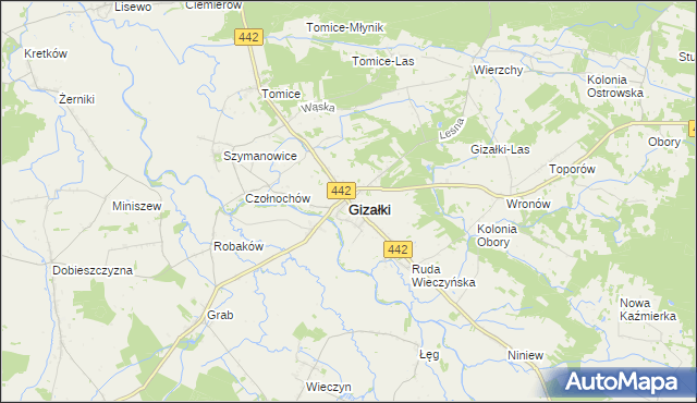 mapa Gizałki, Gizałki na mapie Targeo