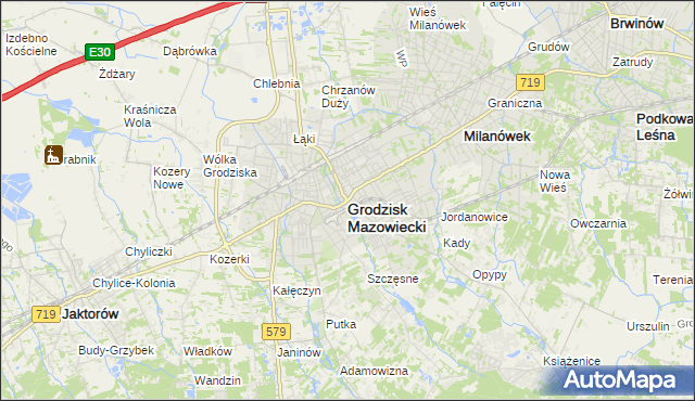 mapa Grodzisk Mazowiecki, Grodzisk Mazowiecki na mapie Targeo