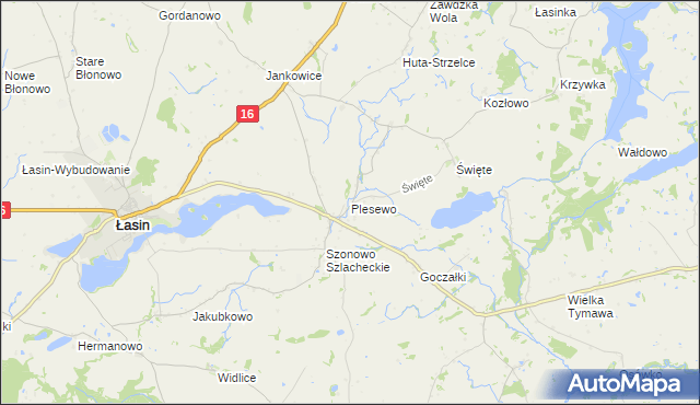 mapa Plesewo, Plesewo na mapie Targeo