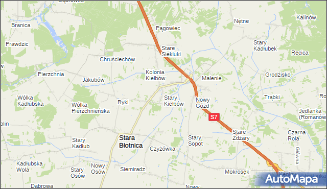 mapa Stary Kiełbów, Stary Kiełbów na mapie Targeo