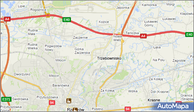 mapa Trzebownisko, Trzebownisko na mapie Targeo