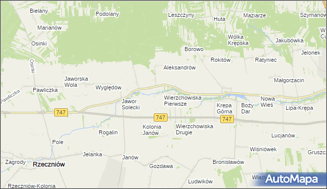 mapa Wierzchowiska Pierwsze gmina Sienno, Wierzchowiska Pierwsze gmina Sienno na mapie Targeo