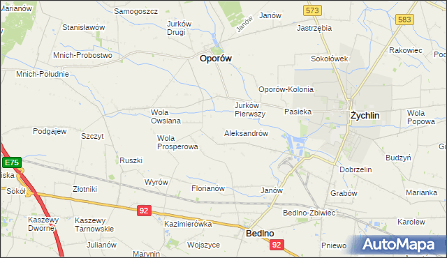 mapa Aleksandrów gmina Żychlin, Aleksandrów gmina Żychlin na mapie Targeo