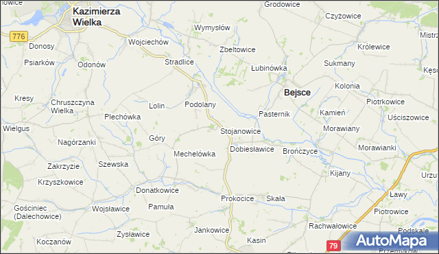 mapa Stojanowice, Stojanowice na mapie Targeo