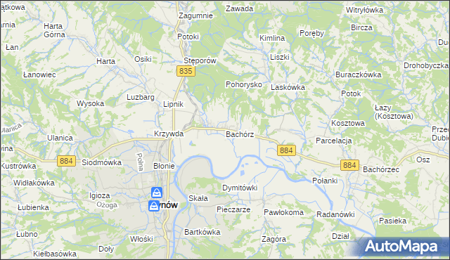 mapa Bachórz gmina Dynów, Bachórz gmina Dynów na mapie Targeo