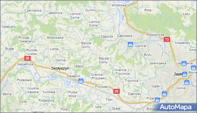 mapa Bączal Dolny, Bączal Dolny na mapie Targeo