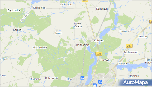 mapa Bartodzieje gmina Wągrowiec, Bartodzieje gmina Wągrowiec na mapie Targeo
