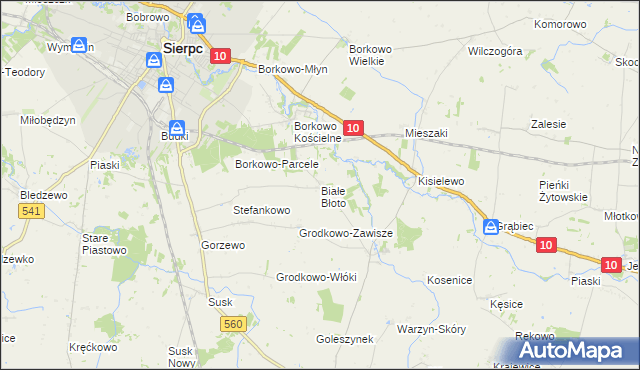 mapa Białe Błoto gmina Sierpc, Białe Błoto gmina Sierpc na mapie Targeo