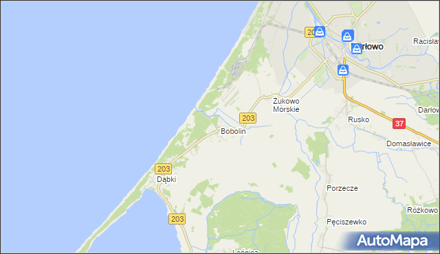 mapa Bobolin gmina Darłowo, Bobolin gmina Darłowo na mapie Targeo