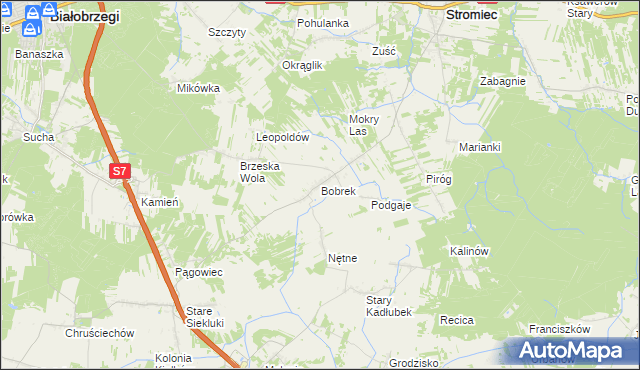 mapa Bobrek gmina Stromiec, Bobrek gmina Stromiec na mapie Targeo