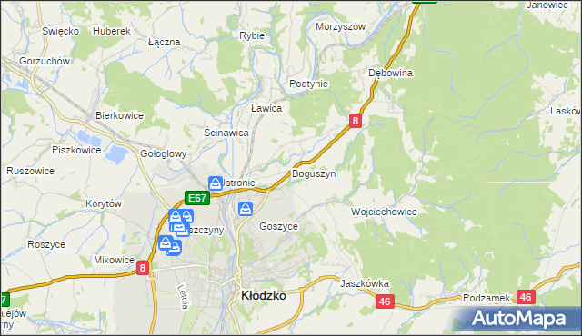 mapa Boguszyn gmina Kłodzko, Boguszyn gmina Kłodzko na mapie Targeo