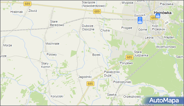mapa Borek gmina Hajnówka, Borek gmina Hajnówka na mapie Targeo