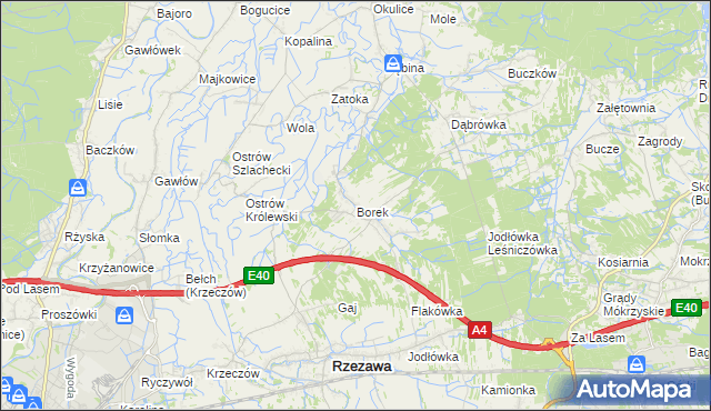 mapa Borek gmina Rzezawa, Borek gmina Rzezawa na mapie Targeo