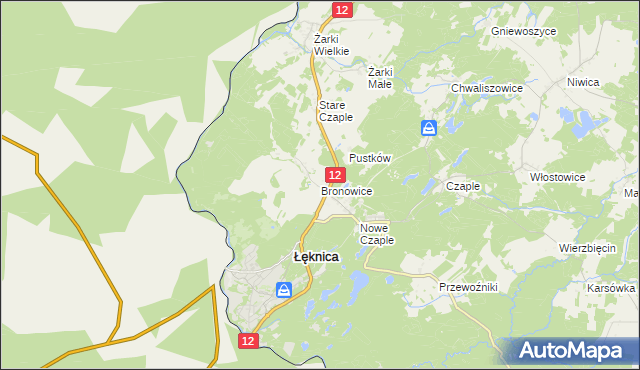 mapa Bronowice gmina Trzebiel, Bronowice gmina Trzebiel na mapie Targeo