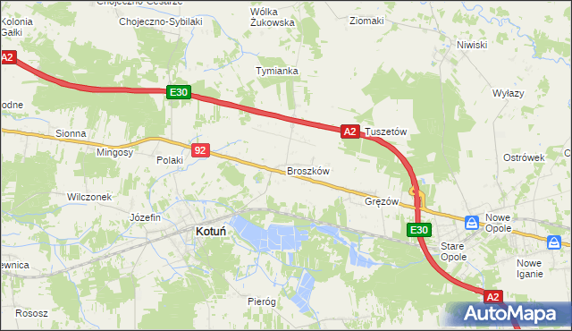 mapa Broszków, Broszków na mapie Targeo