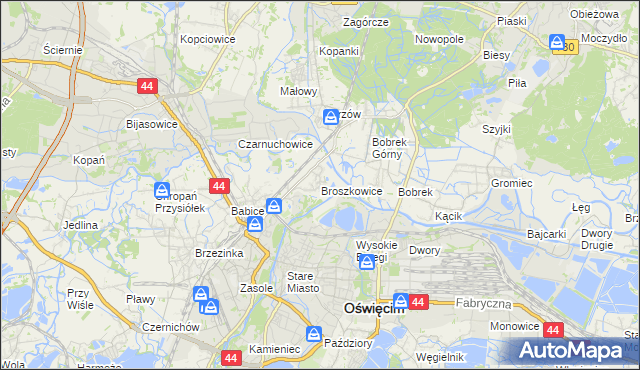 mapa Broszkowice, Broszkowice na mapie Targeo