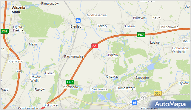 mapa Bukowina gmina Długołęka, Bukowina gmina Długołęka na mapie Targeo