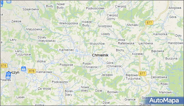 mapa Chmielnik powiat rzeszowski, Chmielnik powiat rzeszowski na mapie Targeo