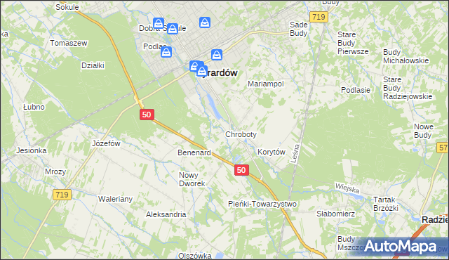 mapa Chroboty, Chroboty na mapie Targeo