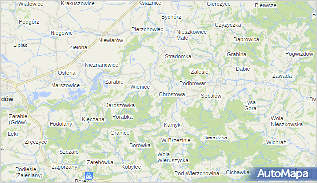 mapa Chrostowa gmina Łapanów, Chrostowa gmina Łapanów na mapie Targeo