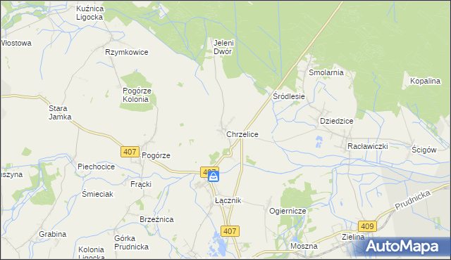 mapa Chrzelice, Chrzelice na mapie Targeo