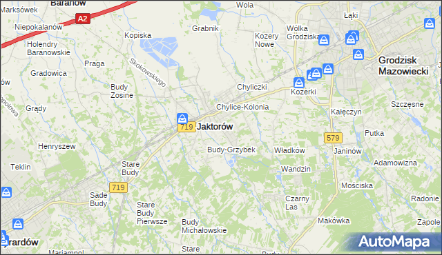 mapa Chylice gmina Jaktorów, Chylice gmina Jaktorów na mapie Targeo