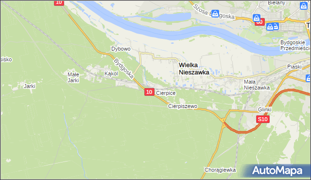 mapa Cierpice gmina Wielka Nieszawka, Cierpice gmina Wielka Nieszawka na mapie Targeo