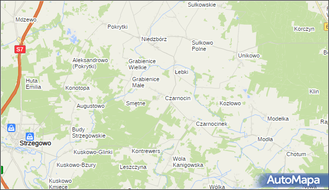 mapa Czarnocin gmina Strzegowo, Czarnocin gmina Strzegowo na mapie Targeo