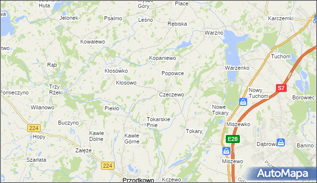 mapa Czeczewo gmina Przodkowo, Czeczewo gmina Przodkowo na mapie Targeo