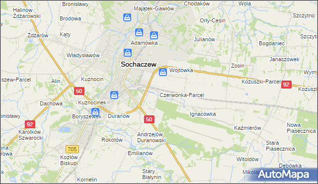 mapa Czerwonka-Parcel, Czerwonka-Parcel na mapie Targeo