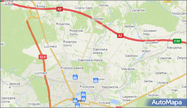 mapa Dąbrówka-Sowice, Dąbrówka-Sowice na mapie Targeo