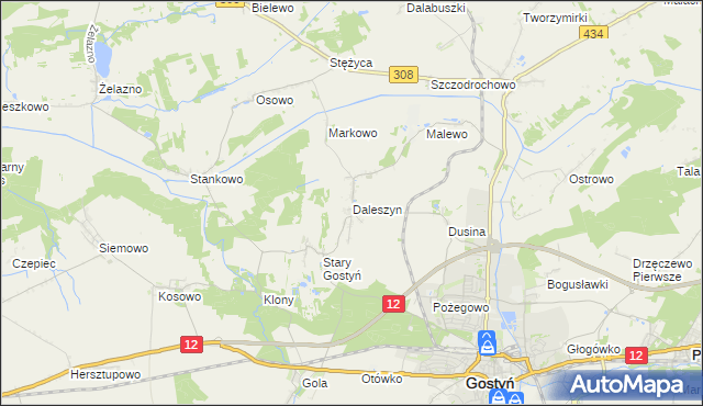 mapa Daleszyn, Daleszyn na mapie Targeo