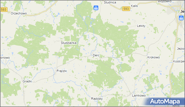 mapa Derc, Derc na mapie Targeo