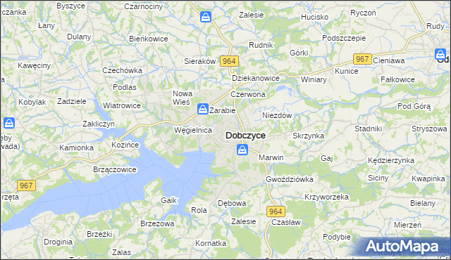 mapa Dobczyce, Dobczyce na mapie Targeo