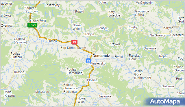 mapa Domaradz powiat brzozowski, Domaradz powiat brzozowski na mapie Targeo
