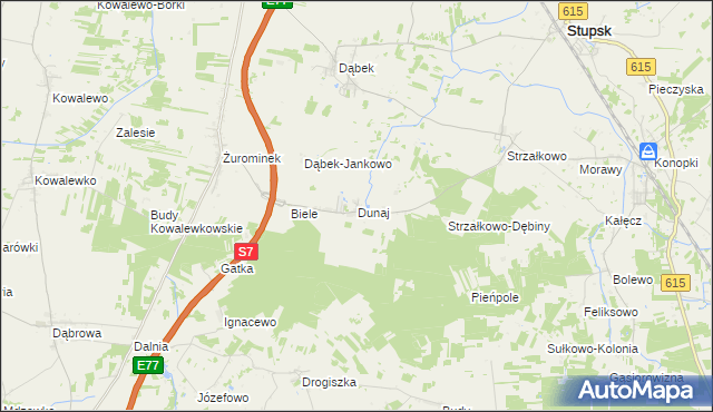 mapa Dunaj gmina Stupsk, Dunaj gmina Stupsk na mapie Targeo