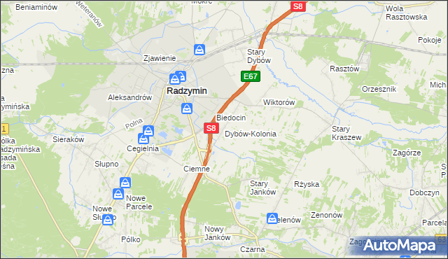 mapa Dybów-Kolonia, Dybów-Kolonia na mapie Targeo