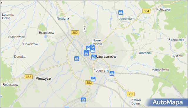 mapa Dzierżoniów, Dzierżoniów na mapie Targeo