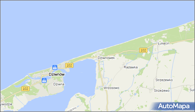 mapa Dziwnówek, Dziwnówek na mapie Targeo