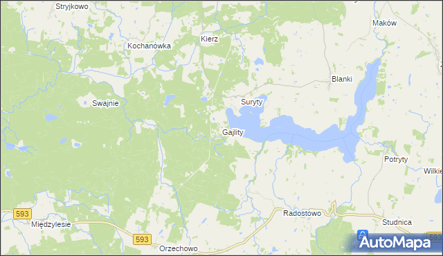 mapa Gajlity, Gajlity na mapie Targeo
