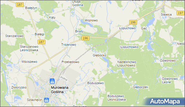 mapa Głębocko gmina Murowana Goślina, Głębocko gmina Murowana Goślina na mapie Targeo