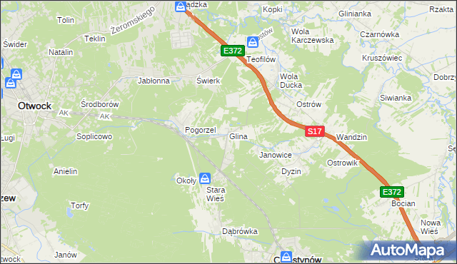mapa Glina gmina Celestynów, Glina gmina Celestynów na mapie Targeo