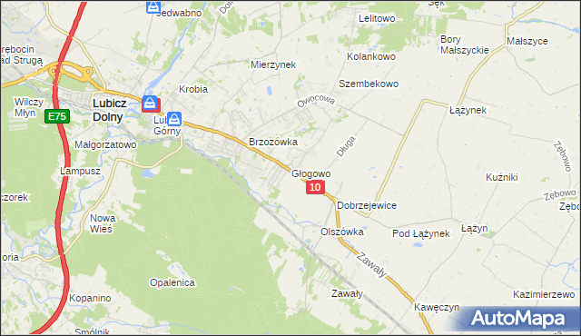 mapa Głogowo, Głogowo na mapie Targeo
