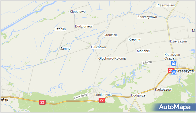 mapa Głuchowo-Kolonia, Głuchowo-Kolonia na mapie Targeo